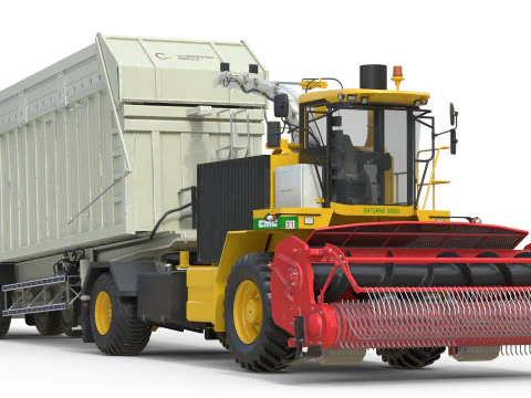 CMC Saturne 5800 Harvester With Trailer 3D Model