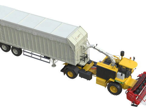 CMC Saturne 5800 Harvester With Trailer 3D Model