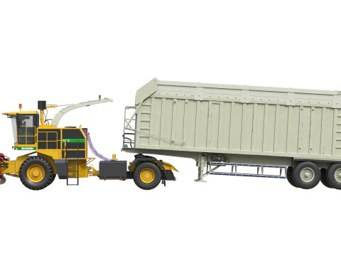 CMC Saturne 5800 Harvester With Trailer 3D Model