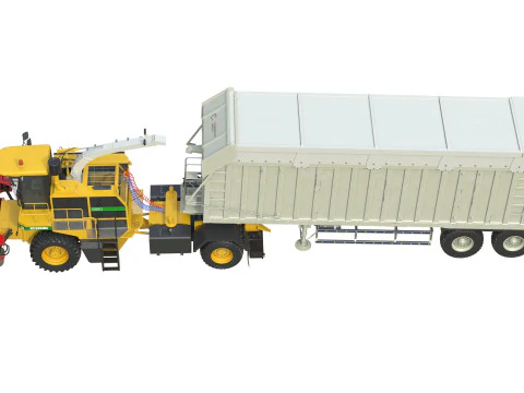 CMC Saturne 5800 Harvester With Trailer 3D Model