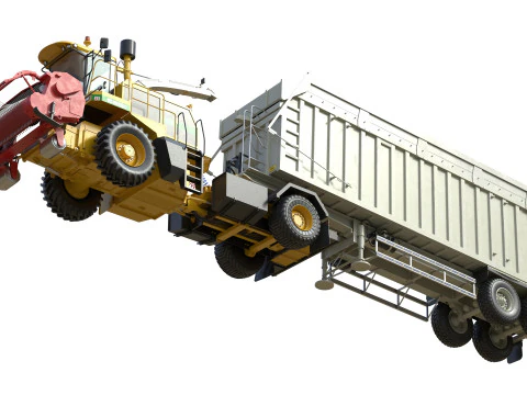 CMC Saturne 5800 Harvester With Trailer 3D Model