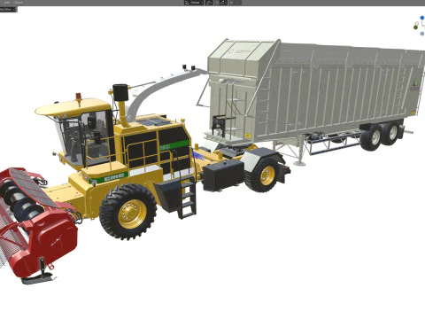CMC Saturne 5800 Harvester With Trailer 3D Model