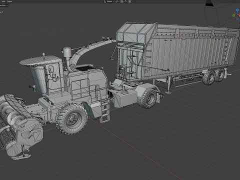 CMC Saturne 5800 Harvester With Trailer 3D Model