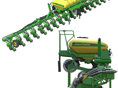 Plantadores agr&iacute;colas montados desenhados John Deere DR 18 Modelo 3D