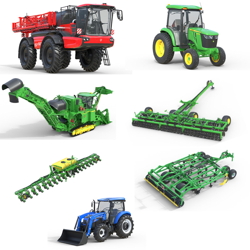 Collezione di veicoli agricoli v5 Modello 3D .c4d .max .obj .3ds .fbx .stl .blend