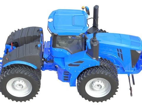 Trator Agr&iacute;cola com Rodas Modelo 3D