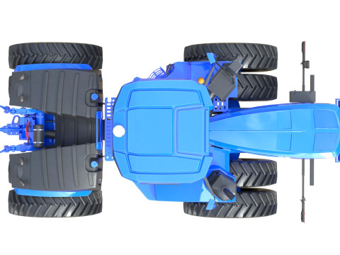 Trator Agr&iacute;cola com Rodas Modelo 3D
