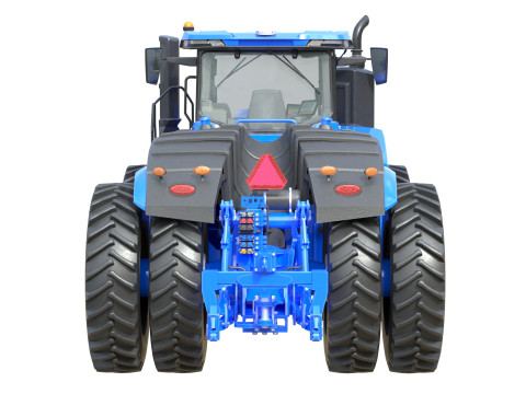 Trator Agr&iacute;cola com Rodas Modelo 3D