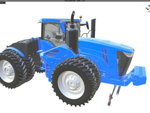 Trator Agr&iacute;cola com Rodas Modelo 3D