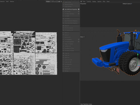 Trator Agr&iacute;cola com Rodas Modelo 3D