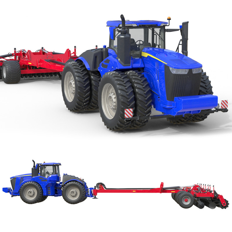 Cultivo com rodas de trator agrícola Modelo 3D .c4d .max .obj .3ds .fbx .stl .blend