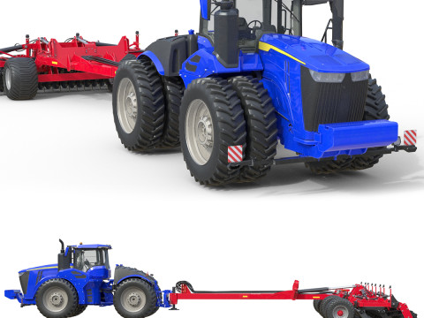 Pengolahan Tanah Beroda Traktor Pertanian Model 3D