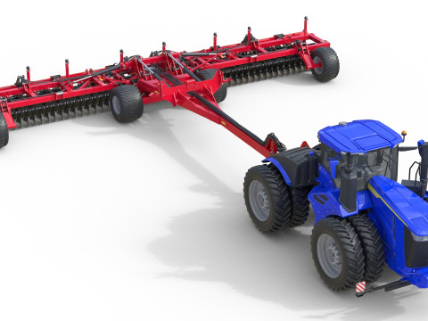 Cultivo com rodas de trator agr&iacute;cola Modelo 3D