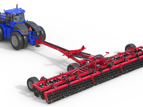 Cultivo com rodas de trator agr&iacute;cola Modelo 3D