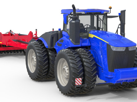 Cultivo com rodas de trator agr&iacute;cola Modelo 3D