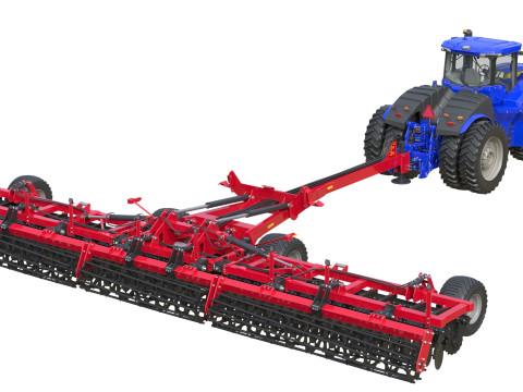 Cultivo com rodas de trator agr&iacute;cola Modelo 3D