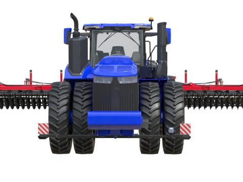 Cultivo com rodas de trator agr&iacute;cola Modelo 3D