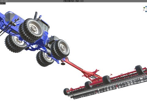 Cultivo com rodas de trator agr&iacute;cola Modelo 3D