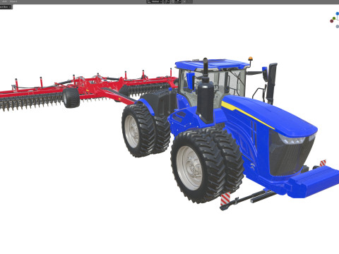 Cultivo com rodas de trator agr&iacute;cola Modelo 3D