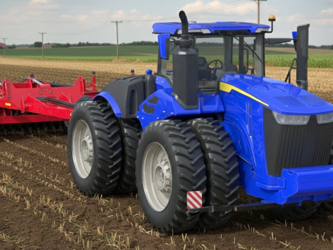 Cultivo com rodas de trator agr&iacute;cola Modelo 3D