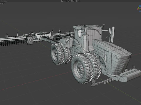 Agricultural Tractor Wheeled Tillage 3D Model