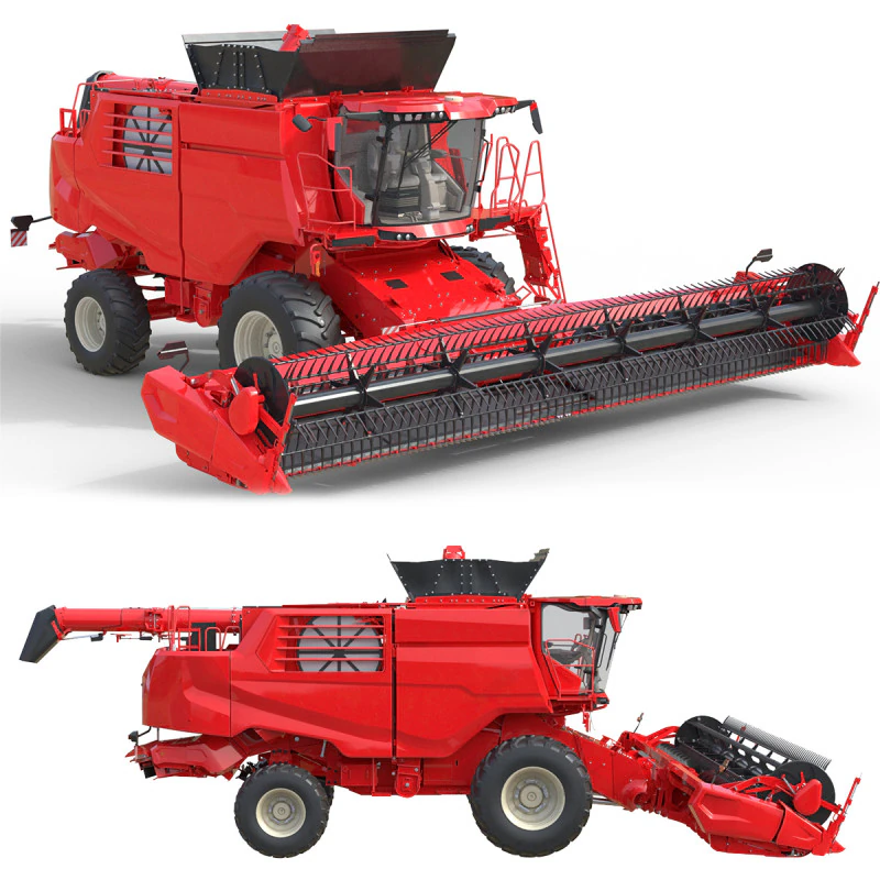 Combine Grain Harvester 3D Model .c4d .max .obj .3ds .fbx .stl .blend