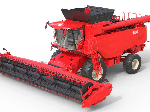 Combine Grain Harvester 3D Model