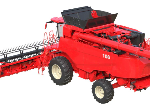Combine Grain Harvester 3D Model