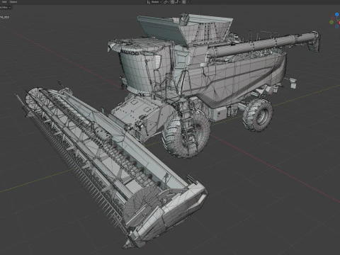 Combine Grain Harvester 3D Model