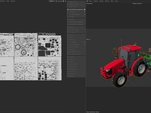 Farm Tractor and Trailed Disc harrow 3D Model
