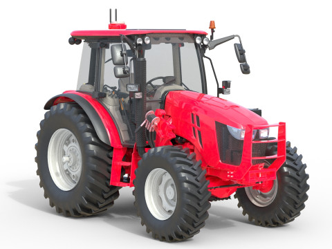 Trattore rosso agricolo Modello 3D