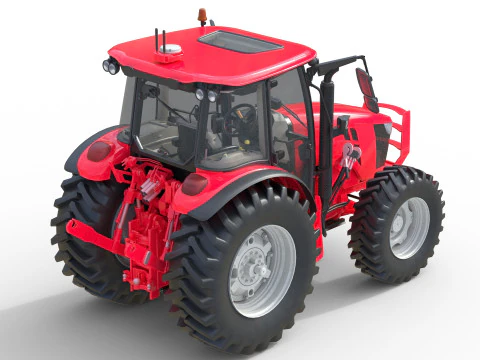 Trattore rosso agricolo Modello 3D