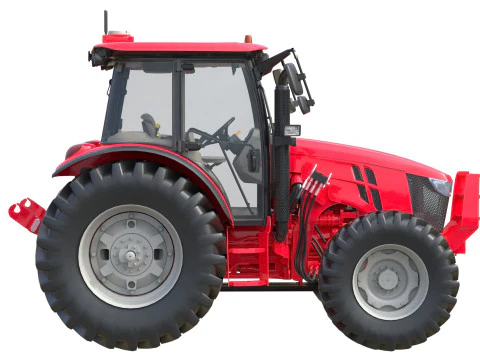 Trattore rosso agricolo Modello 3D