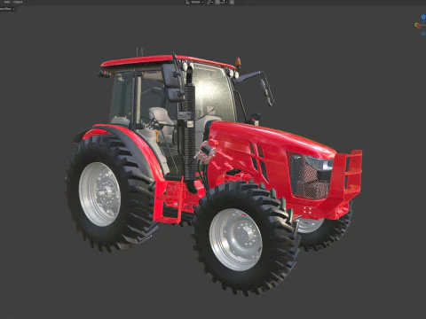 Trattore rosso agricolo Modello 3D