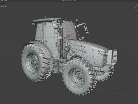 Trattore rosso agricolo Modello 3D