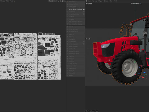 Trattore rosso agricolo Modello 3D