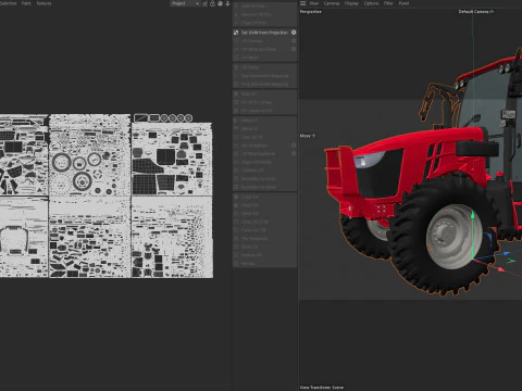 Trattore rosso agricolo Modello 3D