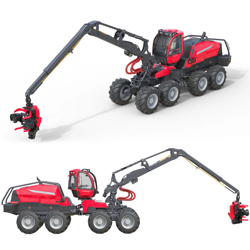 Forestry Wheeled Harvester 3D Model .c4d .max .obj .3ds .fbx .stl .blend 