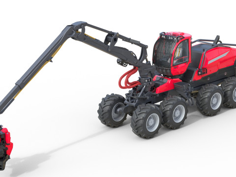 Colheitadeira Florestal com Rodas Modelo 3D