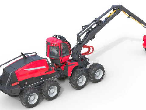Forestry Wheeled Harvester 3D Model