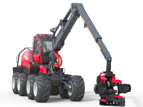 Forestry Wheeled Harvester 3D Model