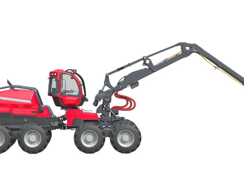 Colheitadeira Florestal com Rodas Modelo 3D