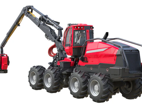 Forestry Wheeled Harvester 3D Model