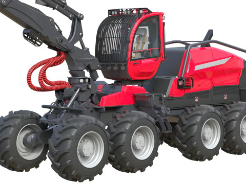 Forestry Wheeled Harvester 3D Model