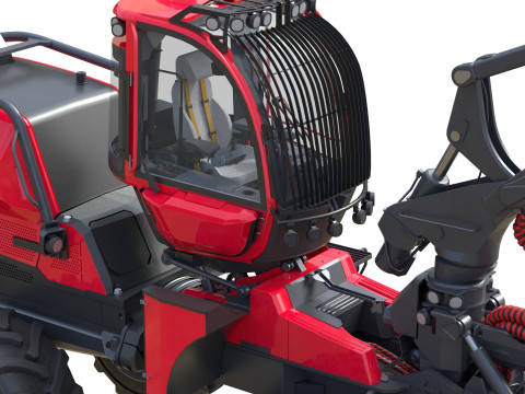 Colheitadeira Florestal com Rodas Modelo 3D