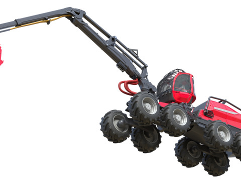 Colheitadeira Florestal com Rodas Modelo 3D