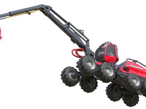 Forestry Wheeled Harvester 3D Model