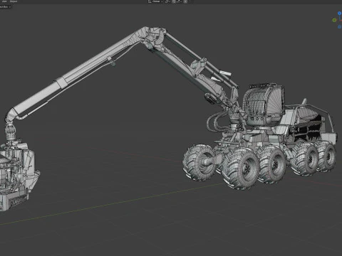 Forestry Wheeled Harvester 3D Model