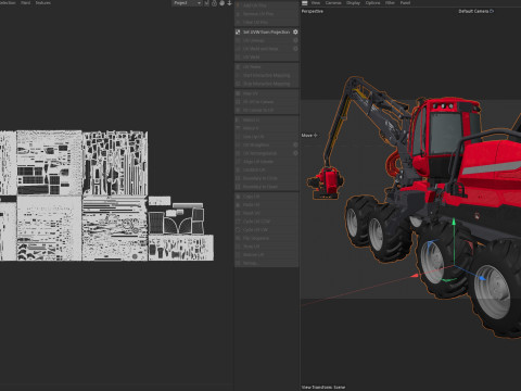 Colheitadeira Florestal com Rodas Modelo 3D