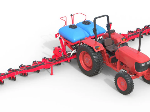 Trattore agricolo generico e seminatrice trainata Modello 3D